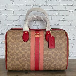 Price is firm NWT Coach Rowan Large Satchel Bag In Signature Canvas Stripe CAL83